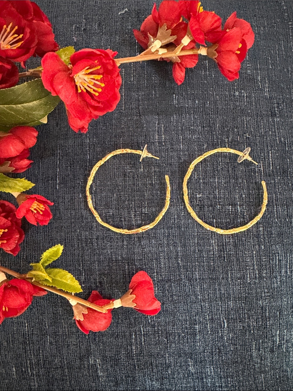Gorjana Textured Gold Toned Statement Hoop Earrings